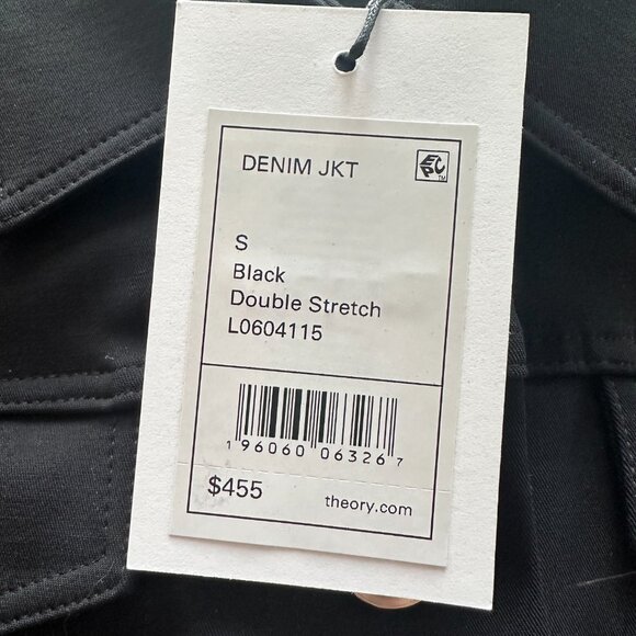 Theory Black Double Stretch Denim Jacket - Picture 3 of 7
